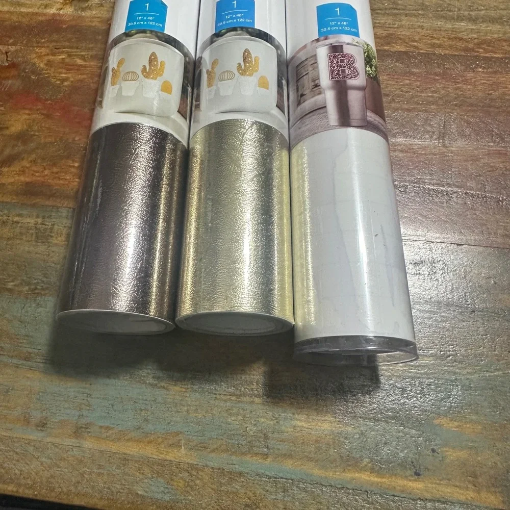 Cricut Premium Vinyl Permanent Glossy 12x48 Textured Metallic Platinum Brown 3pk
